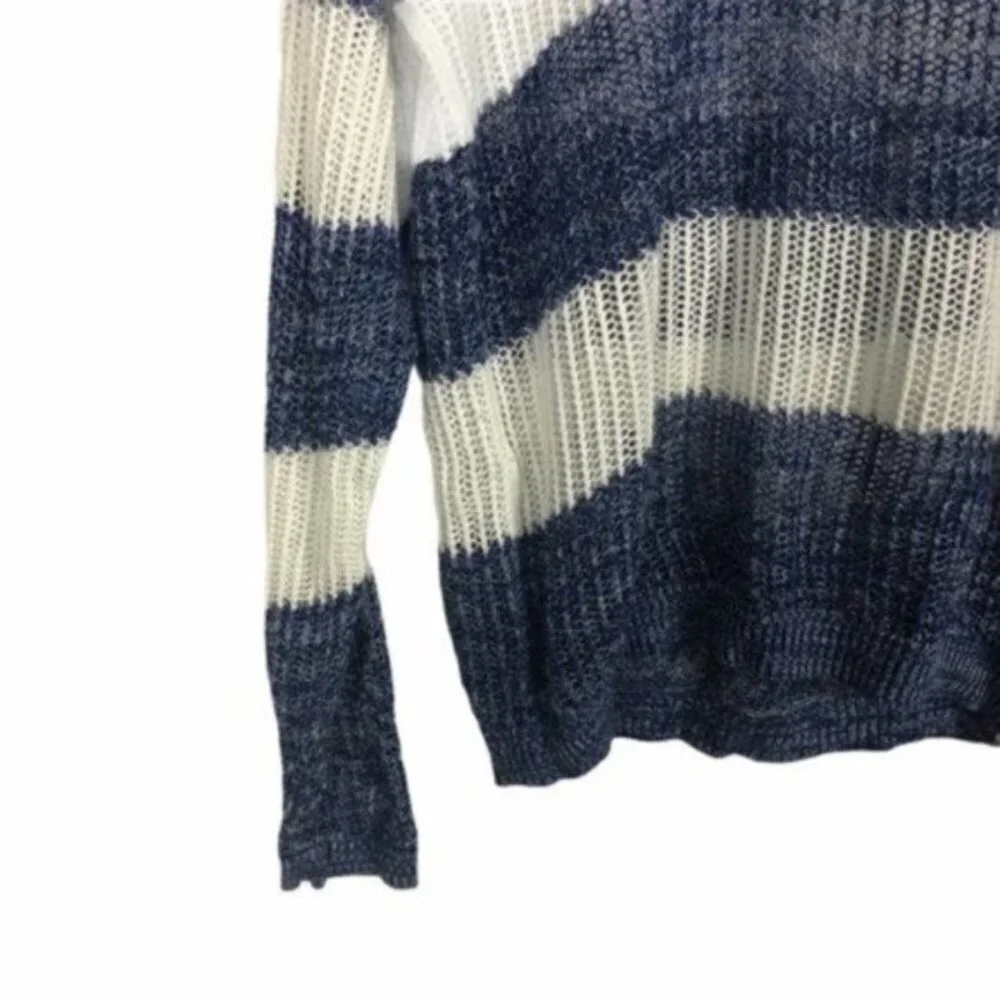 Joe Fresh | Blue & White Striped Pattern Long Sleeves Knit Sweater Size Medium